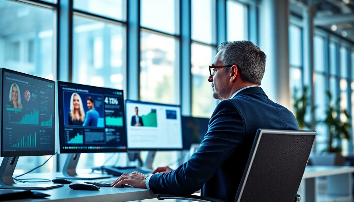 Headhunter IT in a modern office, effectively communicating with a candidate.