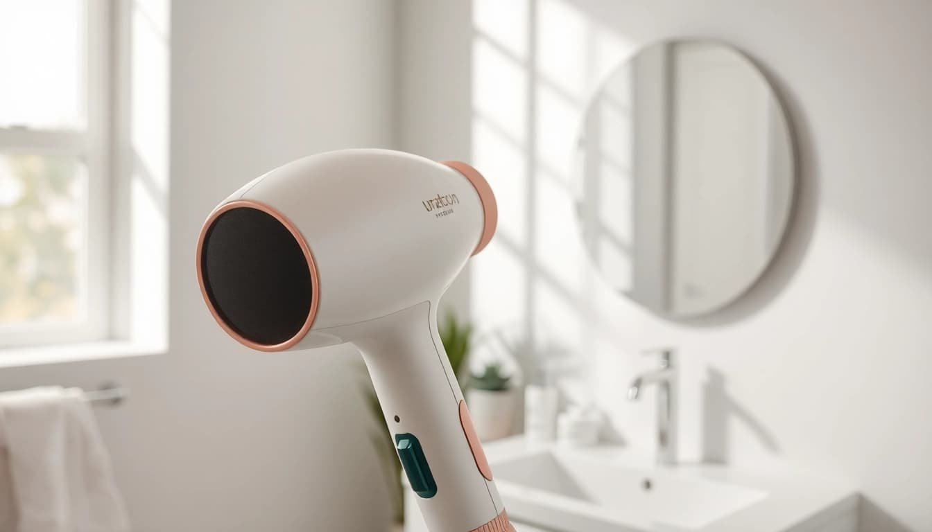 Laifen se Haarföhn in elegantem Design und moderner Badezimmerumgebung präsentiert.