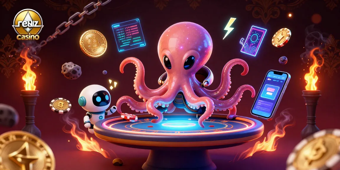 Engage with thrilling action at realz casino and experience an alien octopus playing holographic poker.