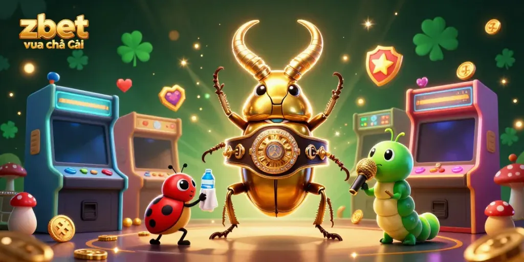 Engage in fun gaming with zbet vua nhà cái as a golden stag beetle battles in a carnival-like casino