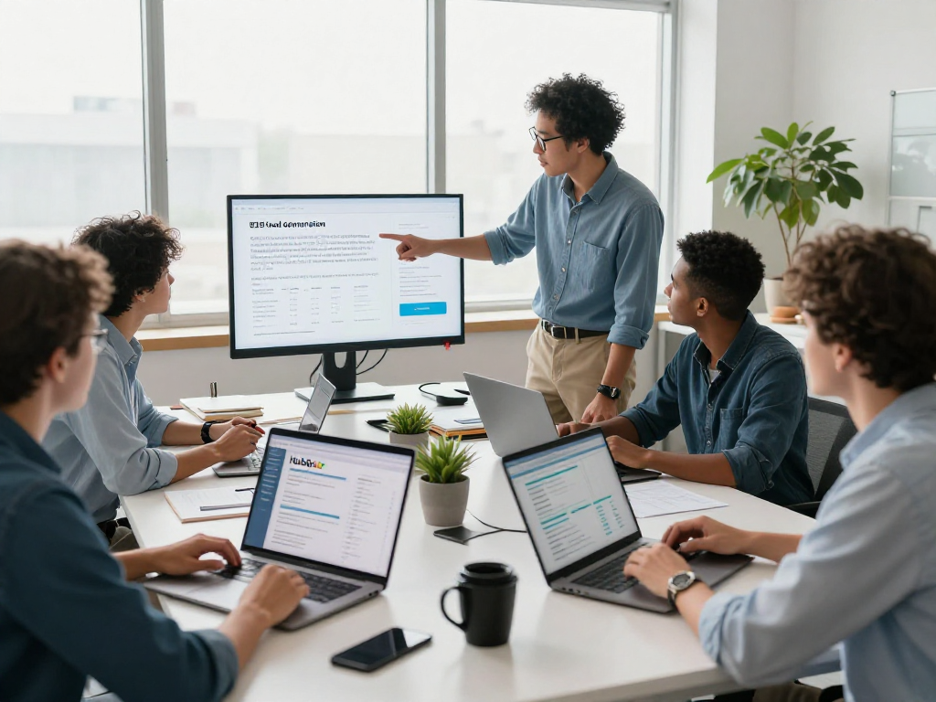 Team in a modern office collaborating on HubSpot tracking strategies while ensuring GDPR compliance for B2B leads in 2026.