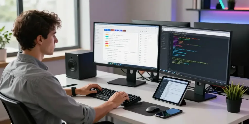 IT-Sicherheitsberatung durch Experten in einer modernen Büroumgebung mit Sicherheitsdashboards und aktiven Analysen.