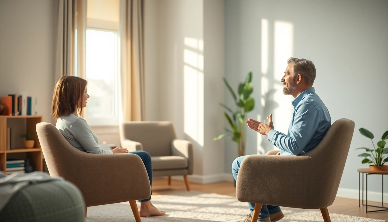 Engage in mental health awareness through a compassionate therapy session setting.