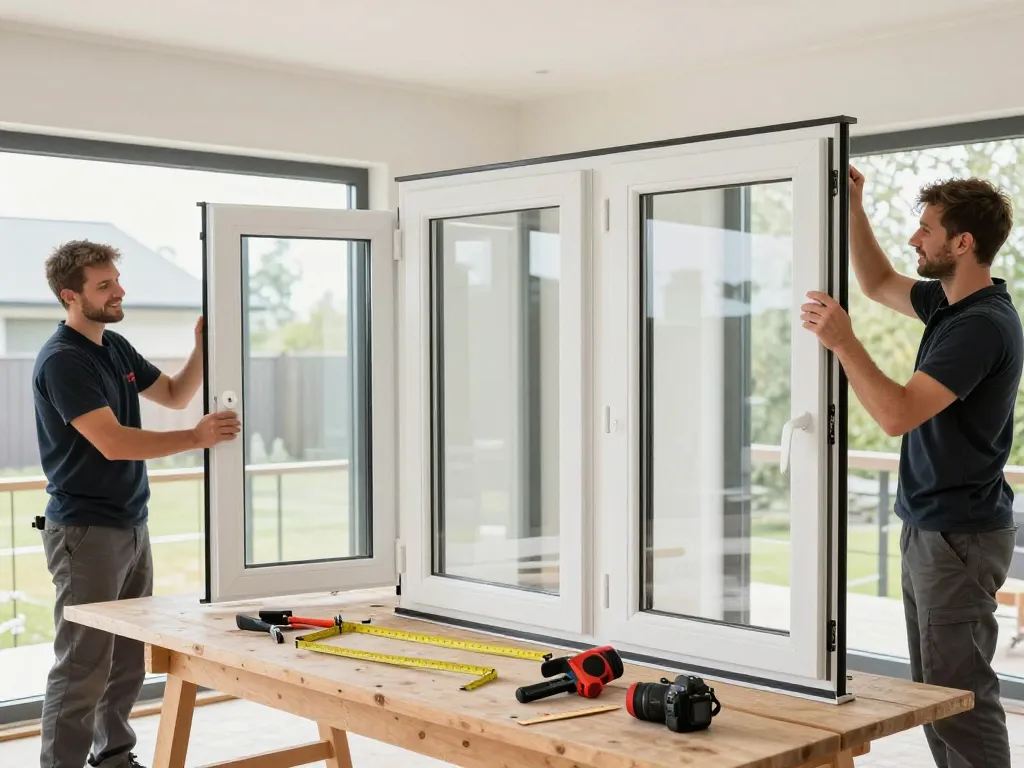 Expertenfenstermontage zeigt das Handwerk im Fensterbau Köln mit qualifizierten Fachkräften und stilvollen Rahmen