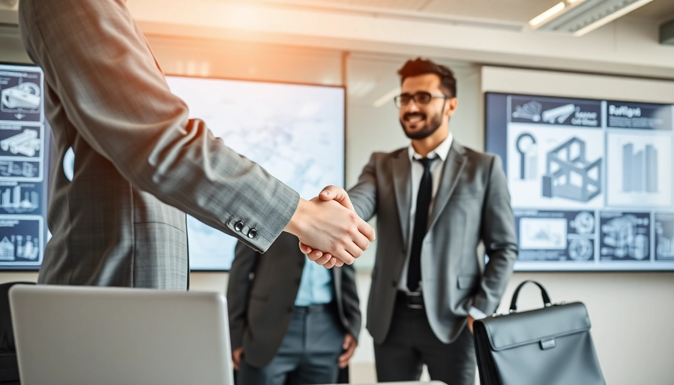 Headhunter Ingenieure shaking hands in a modern office setting, showcasing collaboration and professionalism.