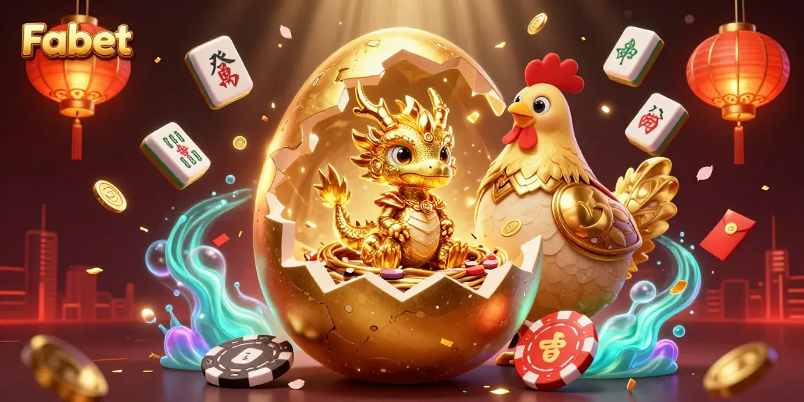 Fabet showcases a vibrant scene with a golden dragon amidst casino elements, creating an engaging atmosphere.