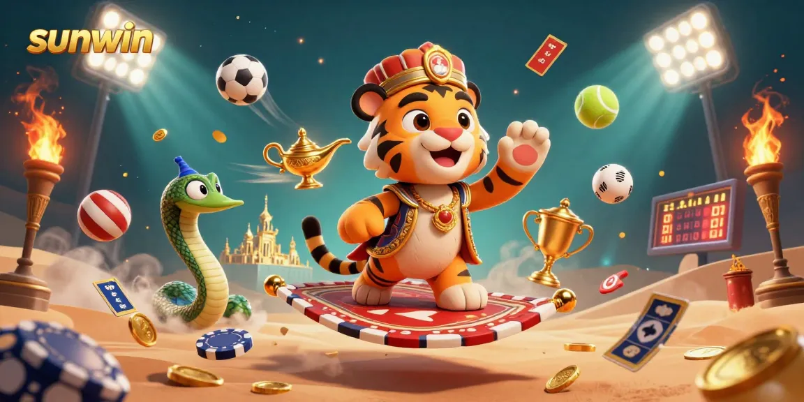 Experience the excitement of sunwin gaming with a vibrant Arabian Nights scene showcasing thrilling sports betting elements.
