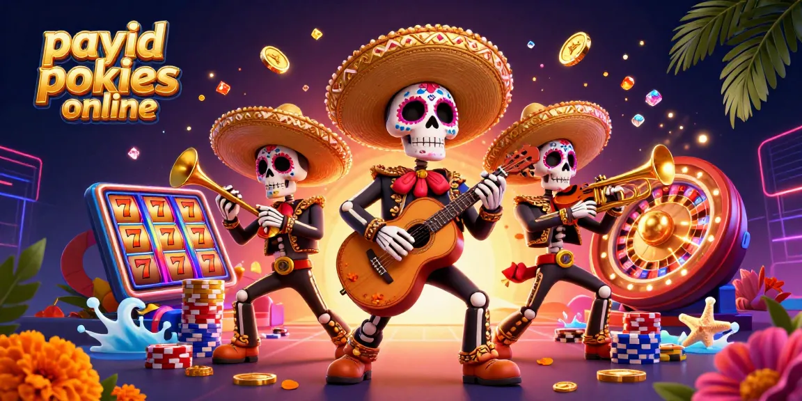Engage with payid pokies online, featuring vibrant mariachi characters amidst casino excitement.